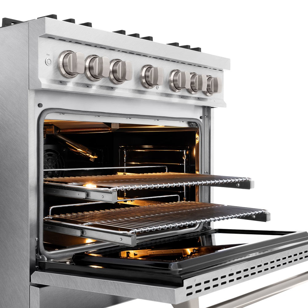 ZLINE 36 in. Gas Range 5.2 cu. ft. Convection Gas Oven with 6 Brass Burners in Satin Stainless Steel (CGRS-BR-36)