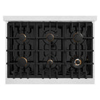 ZLINE 36 in. Gas Range 5.2 cu. ft. Convection Gas Oven with 6 Brass Burners in Satin Stainless Steel (CGRS-BR-36)
