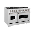 ZLINE 48 in. Gas Range Double Oven 6.7 cu. ft. 8 Brass Burners Satin Stainless Steel, MODEL CGRS-BR-48