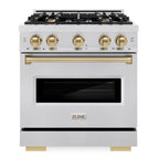 ZLINE 30 in. Gas Range 4.2 cu. ft. 4 Burner Cooktop Convection Gas Oven Satin Stainless Steel with Champagne Bronze Accents (CGRSZ-30-CB)