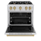 ZLINE 30 in. Gas Range 4.2 cu. ft. 4 Burner Cooktop Convection Gas Oven Satin Stainless Steel with Champagne Bronze Accents (CGRSZ-30-CB)