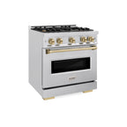 ZLINE 30 in. Gas Range 4.2 cu. ft. 4 Burner Cooktop Convection Gas Oven Satin Stainless Steel with Champagne Bronze Accents (CGRSZ-30-CB)