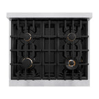 ZLINE 30 in. Gas Range 4.2 cu. ft. 4 Burner Cooktop Convection Gas Oven Satin Stainless Steel with Champagne Bronze Accents (CGRSZ-30-CB)