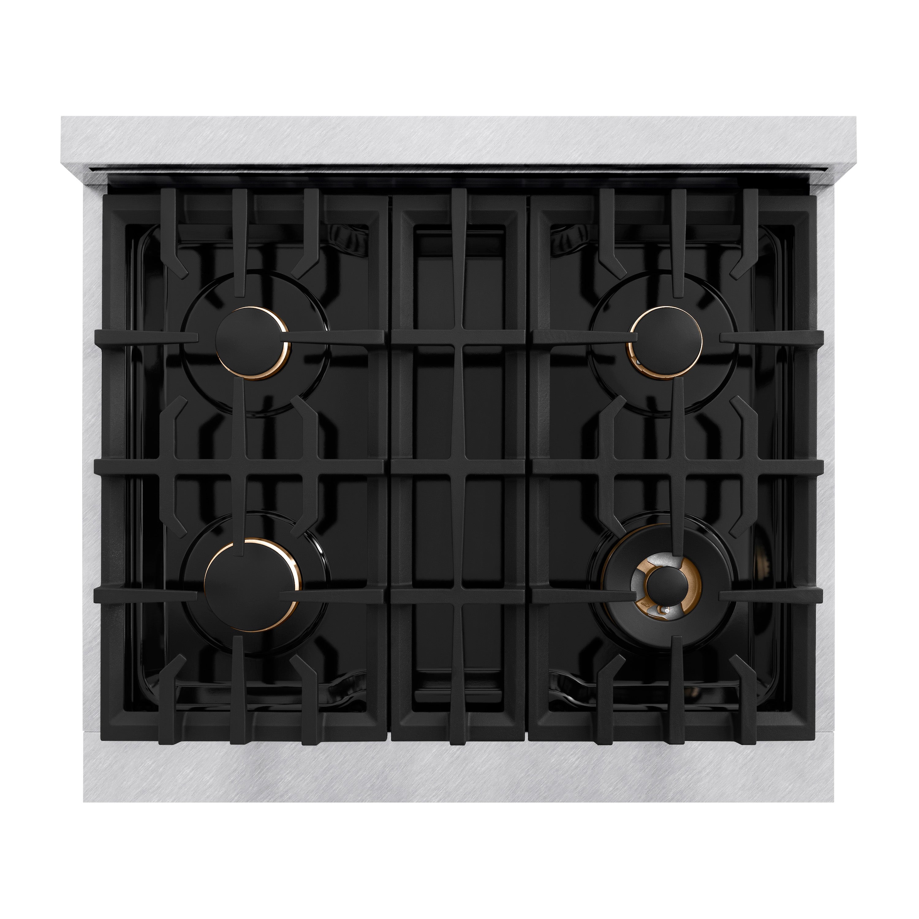 ZLINE 30 in. Gas Range 4.2 cu. ft. 4 Burner Cooktop Convection Gas Oven Satin Stainless Steel with Champagne Bronze Accents (CGRSZ-30-CB)
