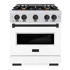 ZLINE 30 in. Gas Range 4.2 cu. ft. Convection Gas Oven 4 Burner Cooktop Satin Stainless Steel White Matte Door Matte Black Accents (CGRSZ-WM-30-MB)