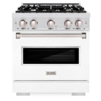 ZLINE 30 in. Classic Dual Fuel Range, 4.2 cu. ft., 4 Gas Burners, Electric Convection Oven, Satin Stainless Steel with White Matte Door (CDRS-WM-30)