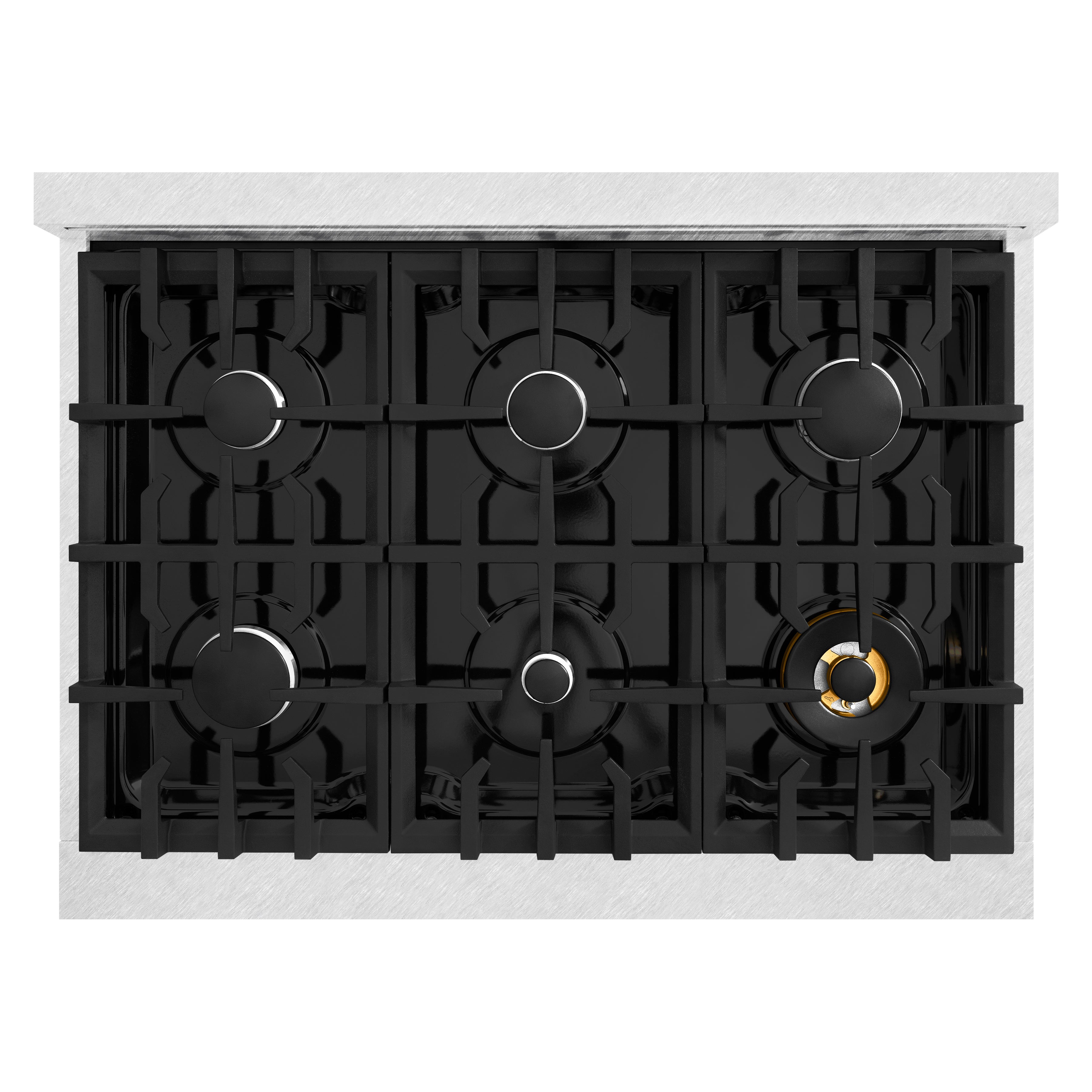 ZLINE 36 in. Dual Fuel Range 5.2 cu. ft. 6 Gas Burners Electric Convection Oven Satin Stainless Steel White Matte Door (CDRS-WM-36)