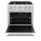 ZLINE 30 in. Classic Gas Range, 4.2 cu. ft. Convection Gas Oven, 4 Burners, Satin Stainless Steel with White Matte Door (CGRS-WM-30)