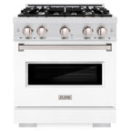 ZLINE 30 in. Classic Gas Range, 4.2 cu. ft. Convection Gas Oven, 4 Burners, Satin Stainless Steel with White Matte Door (CGRS-WM-30)