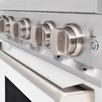 ZLINE 30 in. Classic Gas Range, 4.2 cu. ft. Convection Gas Oven, 4 Burners, Satin Stainless Steel with White Matte Door (CGRS-WM-30)