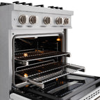 ZLINE 30 in. Classic Gas Range, 4.2 cu. ft. Convection Gas Oven, 4 Burners, Satin Stainless Steel with White Matte Door (CGRS-WM-30)