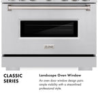 ZLINE 36 in. Dual Fuel Range 5.2 cu. ft. Stainless Steel 6 Gas Burners Electric Convection Oven, MODEL CDR36