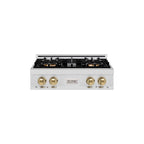 ZLINE Autograph Edition 30" Classic Gas Rangetop with 4 Burner DuoPro™ Cooktop in Satin Stainless Steel and Champagne Bronze Accents, PCRTSZ-30-CB