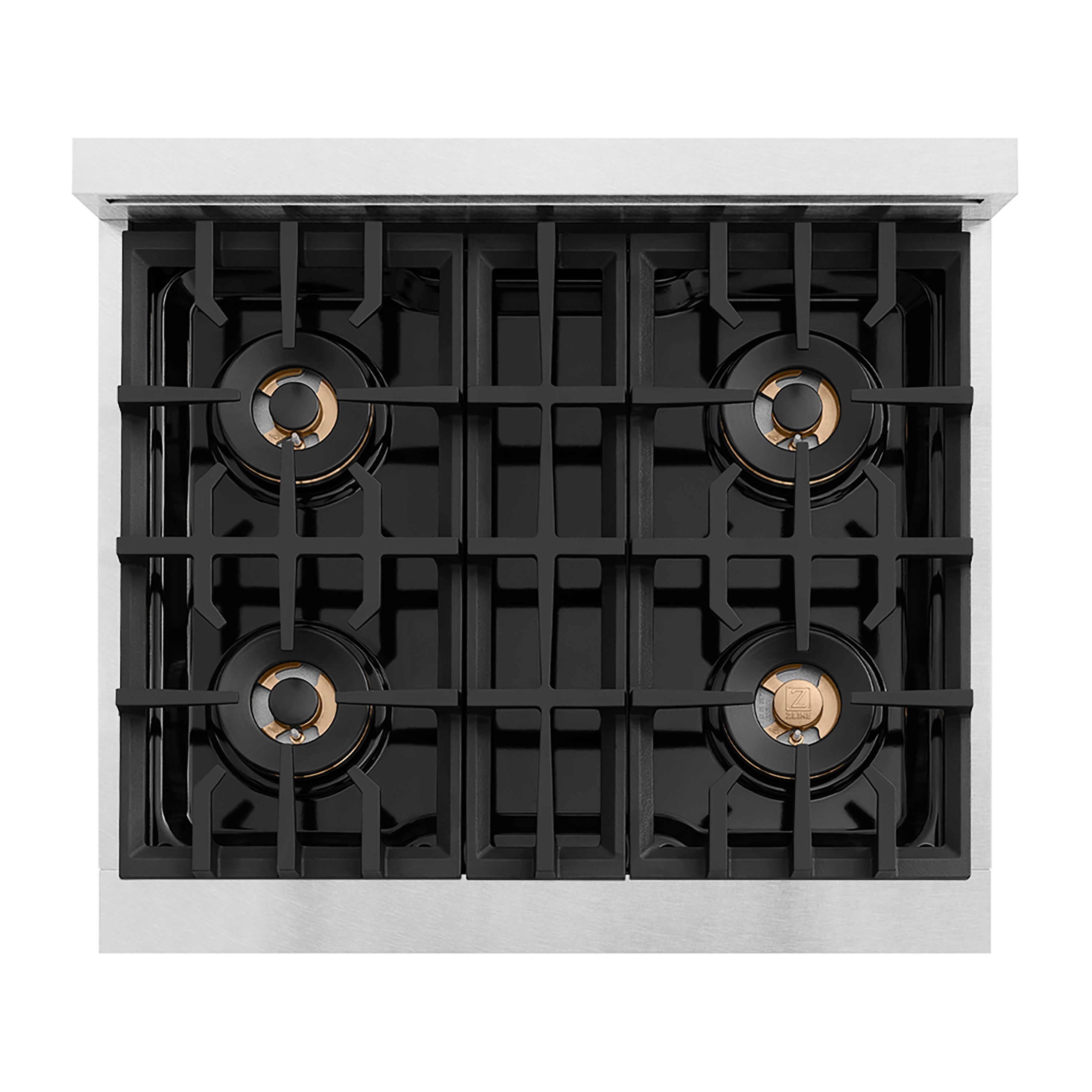 ZLINE Autograph Edition 30" Classic Gas Rangetop with 4 Burner DuoPro™ Cooktop in Satin Stainless Steel and Matte Black Accents, PCRTSZ-30-MB