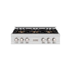 ZLINE 36" Classic Gas Rangetop with 6 Burner DuoPro™ Cooktop in Satin Stainless Steel, PCRTS-36