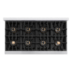 ZLINE Autograph 48" Classic Gas Rangetop with 8 Burner DuoPro™ Cooktop in Satin Stainless Steel and Champagne Bronze Accents, PCRTSZ-48-CB
