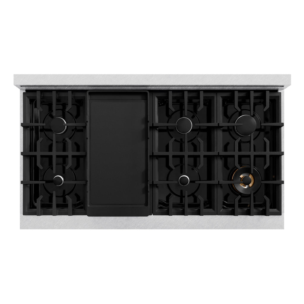 ZLINE 48" Legacy Gas Rangetop with 7 Burners and Porcelain Cooktop in Satin Stainless Steel with Griddle, RTS-GR-48
