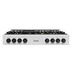 ZLINE Autograph 48" Legacy Gas Rangetop with 7 Burners and Porcelain Cooktop in Satin Stainless Steel with Matte Black Accents, RTSZ-48-MB