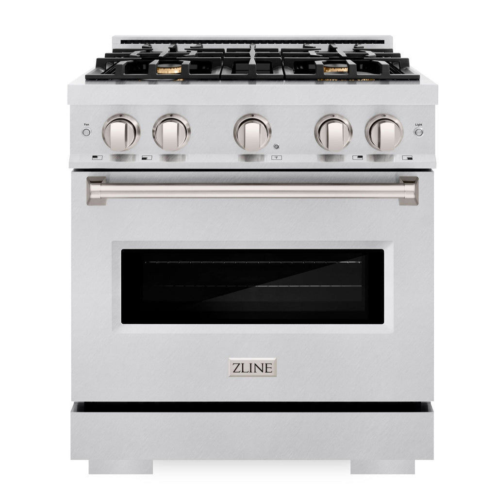 ZLINE 30-Inch Classic Dual Fuel Range with 4 Brass Burners and 4.2 cu. ft. Electric Convection Oven in Stainless Steel (CDR-BR-30)