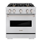ZLINE 30-Inch Classic Dual Fuel Range with 4 Brass Burners and 4.2 cu. ft. Electric Convection Oven in Stainless Steel (CDR-BR-30)