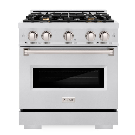 ZLINE 30-Inch Classic Dual Fuel Range with 4 Brass Burners and 4.2 cu. ft. Electric Convection Oven in Stainless Steel (CDR-BR-30)