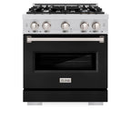 ZLINE 30 in. 4.2 cu. ft. Classic Dual Fuel Range with 4 Gas Burners and Electric Convection Oven in Stainless Steel with Black Matte Door (CDR-BLM-30)