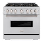 ZLINE 36 in. Classic Dual Fuel Range, 5.2 cu. ft., Stainless Steel, 6 Brass Burners, MODEL CDR-BR-36