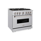 ZLINE 36 in. Classic Dual Fuel Range, 5.2 cu. ft., Stainless Steel, 6 Brass Burners, MODEL CDR-BR-36
