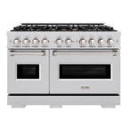 ZLINE 48 in. Classic Double Oven Dual Fuel Range with 8 Brass Burners, 6.7 cu. ft., Stainless Steel, MODEL CDR-BR-48