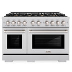 ZLINE 48 in. Dual Fuel Range 6.7 cu. ft. Double Oven with 8 Brass Burners Stainless Steel, MODEL HDR-BR-48
