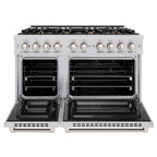 ZLINE 48 in. Dual Fuel Range 6.7 cu. ft. Double Oven with 8 Brass Burners Stainless Steel, MODEL HDR-BR-48