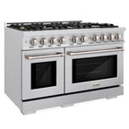 ZLINE 48 in. Dual Fuel Range 6.7 cu. ft. Double Oven with 8 Brass Burners Stainless Steel, MODEL HDR-BR-48