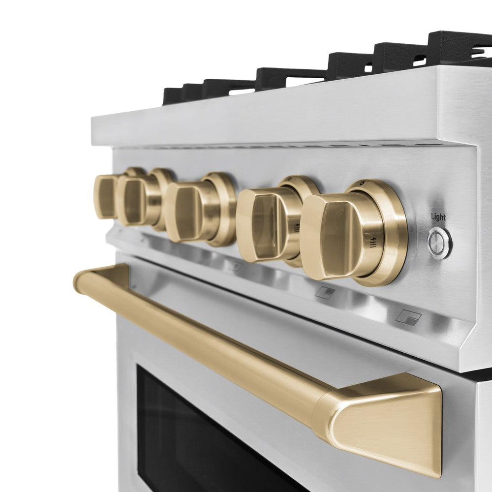 ZLINE 30 in. Dual Fuel Range 4.2 cu. ft. 4 Burner Stainless Steel with Champagne Bronze Accents (CDRZ-30-CB)