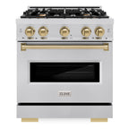 ZLINE 30 in. Dual Fuel Range 4.2 cu. ft. 4 Burner Stainless Steel with Champagne Bronze Accents (CDRZ-30-CB)