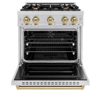 ZLINE 30 in. Dual Fuel Range 4.2 cu. ft. 4 Burner Stainless Steel with Champagne Bronze Accents (CDRZ-30-CB)