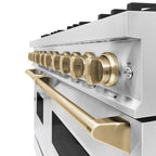 ZLINE 48 in. Dual Fuel Range 6.7 cu. ft. Double Oven 8 Burners Stainless Steel with Champagne Bronze Accents (CDRZ-48-CB)