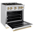 ZLINE Autograph Edition 30 in. 4.2 cu. ft. Classic Dual Fuel Range, 4 Burner Gas Cooktop, Electric Convection Oven, Stainless Steel with White Matte Door & Champagne Bronze Accents (CDRZ-WM-30-CB)