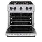ZLINE Autograph Edition 30 in. Classic Dual Fuel Range, 4 Burners, 4.2 cu. ft. Oven, Stainless Steel with Matte Black Accents (CDRZ-30-MB)