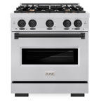 ZLINE Autograph Edition 30 in. Classic Dual Fuel Range, 4 Burners, 4.2 cu. ft. Oven, Stainless Steel with Matte Black Accents (CDRZ-30-MB)