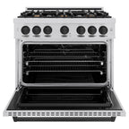 ZLINE 36 in. Dual Fuel Range 5.2 cu. ft. 6 Burners Stainless Steel Matte Black Accents (CDRZ-36-MB)