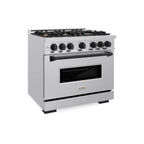 ZLINE 36 in. Dual Fuel Range 5.2 cu. ft. 6 Burners Stainless Steel Matte Black Accents (CDRZ-36-MB)