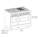 ZLINE Autograph Edition 48 in. Classic Dual Fuel Range, Double Oven, 8 Gas Burners, 6.7 cu. ft., Stainless Steel with White Matte Doors and Matte Black Accents (CDRZ-WM-48-MB)
