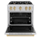 ZLINE 30 in. Classic Dual Fuel Range 4.2 cu. ft. 4 Burners Stainless Steel with Polished Gold Accents (CDRZ-30-G)