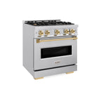 ZLINE 30 in. Classic Dual Fuel Range 4.2 cu. ft. 4 Burners Stainless Steel with Polished Gold Accents (CDRZ-30-G)