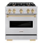 ZLINE 30 in. Classic Dual Fuel Range 4.2 cu. ft. 4 Burners Stainless Steel with Polished Gold Accents (CDRZ-30-G)