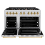 ZLINE 48 in. Dual Fuel Range 6.7 cu. ft. Double Oven 8 Burner Cooktop Stainless Steel with Polished Gold Accents (CDRZ-48-G)