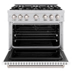ZLINE 36 in. Classic Dual Fuel Range 5.2 cu. ft. with 6 Gas Burners and Electric Convection Oven, Stainless Steel with White Matte Door (CDR-WM-36)