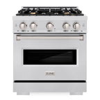 ZLINE 30 in. Gas Range 4.2 cu. ft. Convection Gas Oven with 4 Brass Burners Stainless Steel, MODEL CGR-BR-30