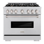 ZLINE 36 in. Gas Range with Convection Gas Oven, 5.2 cu. ft. Capacity, 6 Brass Burners, Stainless Steel, MODEL CGR-BR-36