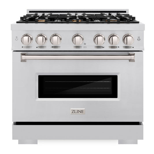 ZLINE 36 in. Gas Range with Convection Gas Oven, 5.2 cu. ft. Capacity, 6 Brass Burners, Stainless Steel, MODEL CGR-BR-36